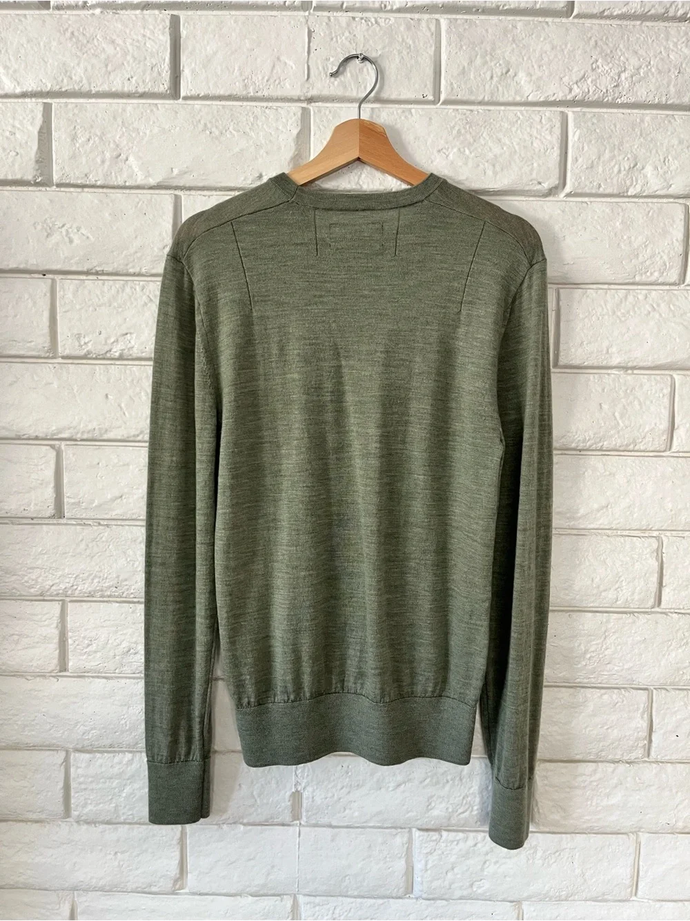 ALLSAINTS Wool Sweater Men’s Medium Mode Merino Crew Neck Ramskull Jumper Green